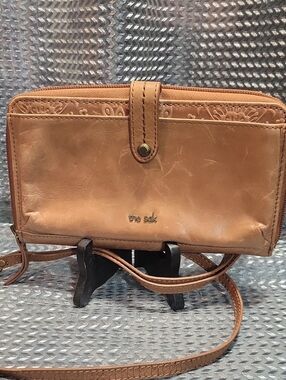 The Sak Tan Leather Crossbody Wallet Bag